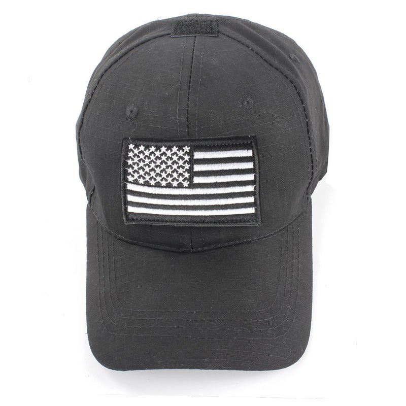 GES Tactical Hat for Men Adjustable Operator Cap with Hook and Loop Panels, Includes USA Flag Patches, Military Baseball Capï¼ˆBlack - Image 2